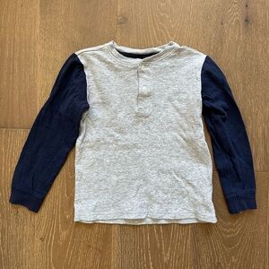 Janie and Jack Gray and Navy Long Sleeve Tee